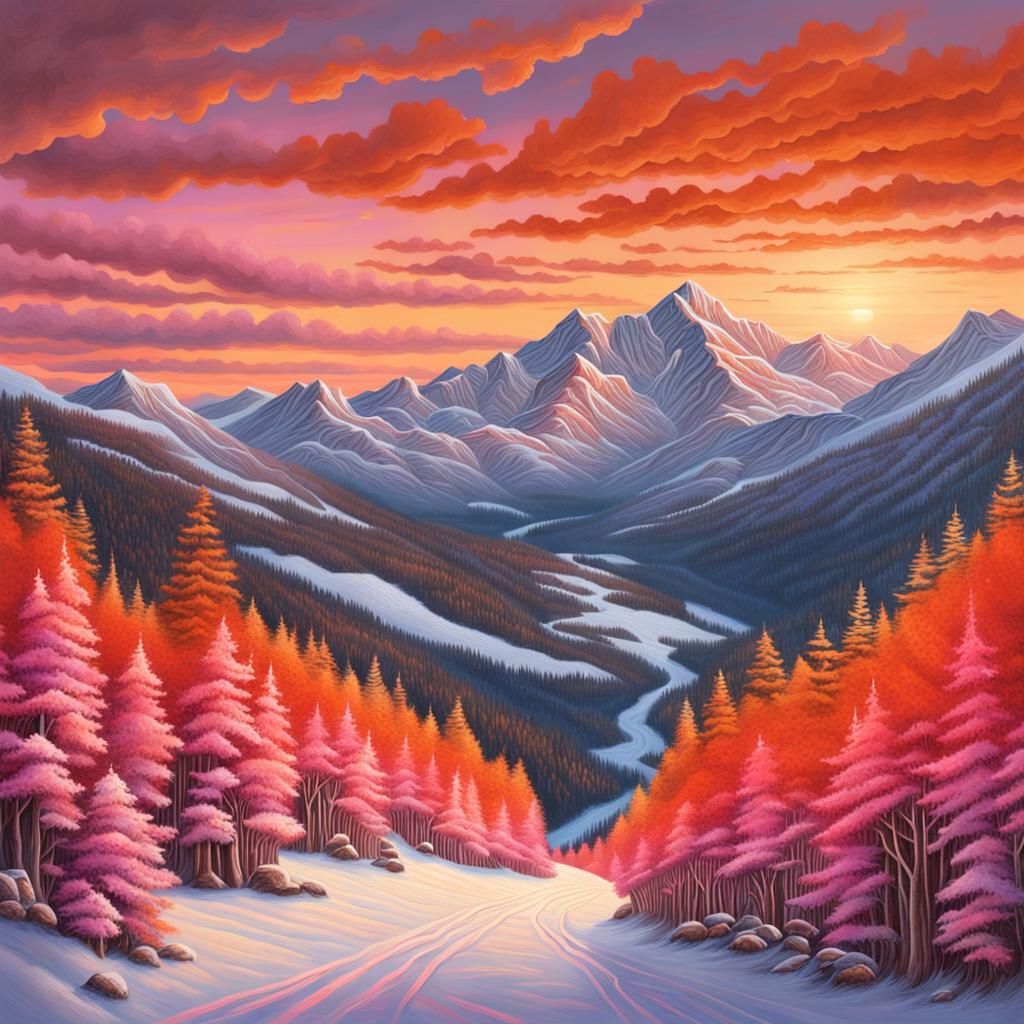 Hyperrealistic Sleeping Giant Mountain Range at Sunset