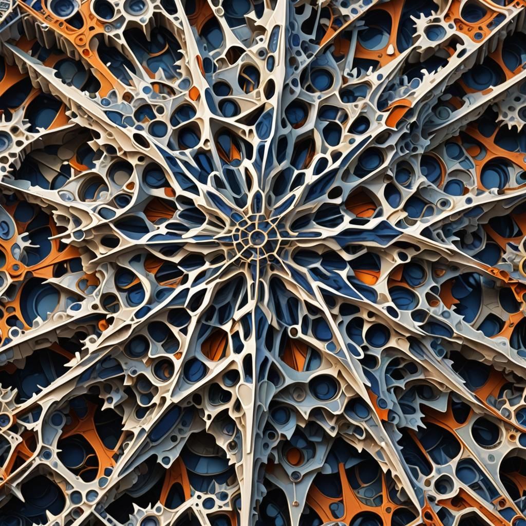 Geometric Snowflake Macro: Surreal Fantasy Concept Art