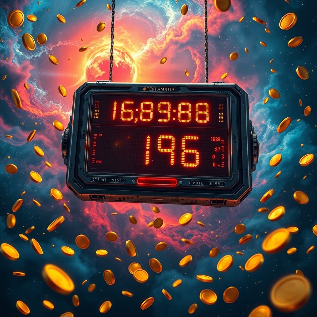 Futuristic Cosmic Console Displays Wealthy Earnings in Vibra...