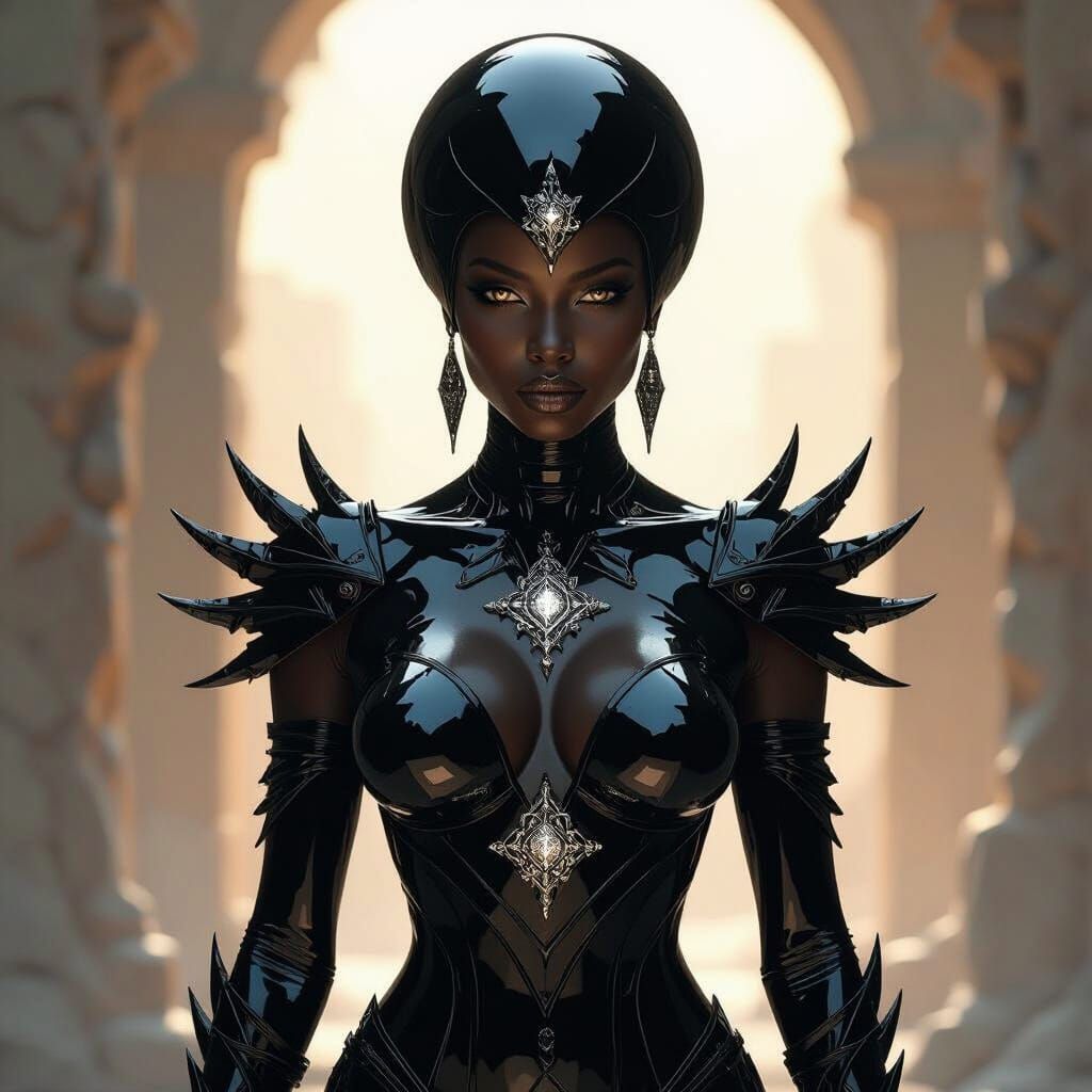 Crystalline Zulu Warrior With Mystical Glowing Symbols