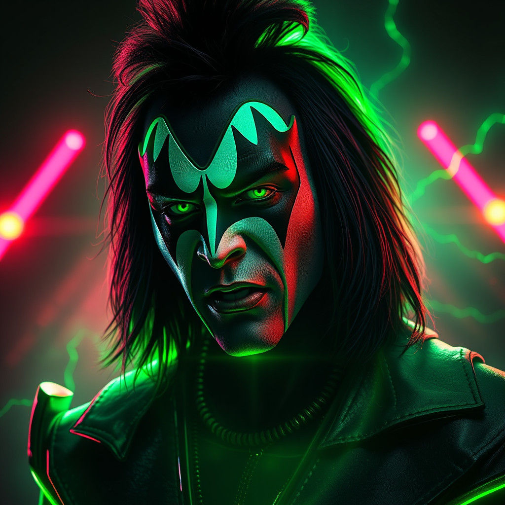 The Spaceman: KISS in Neon Green, Digital Art