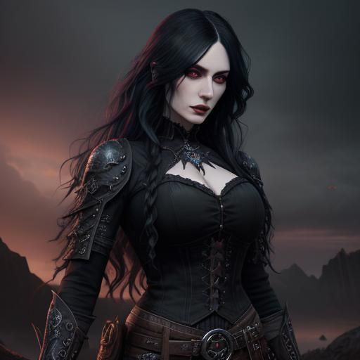 Gothic Cowgirl and Cowboy in Detailed Matte Painting