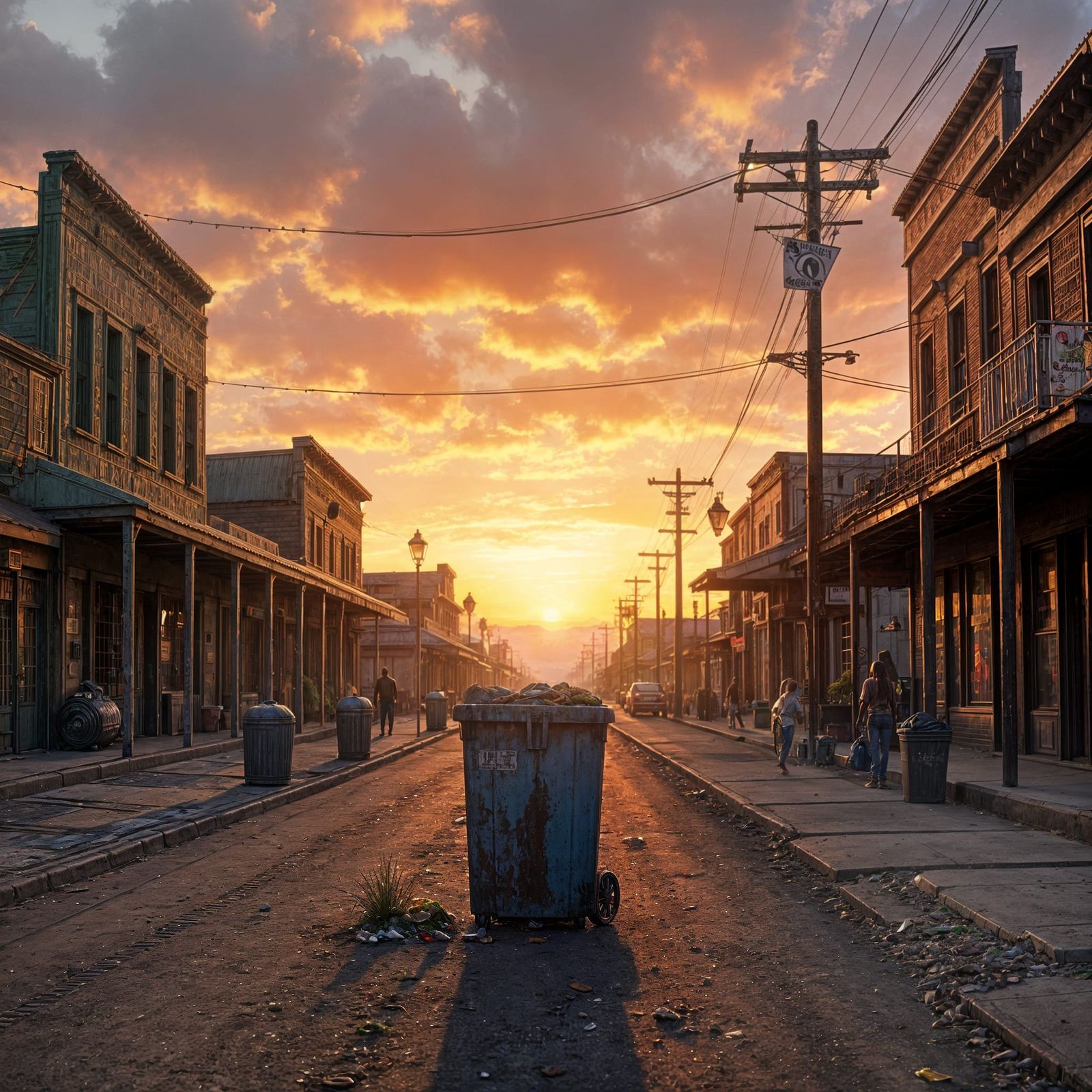 Hyperrealistic Sunset in American West Street