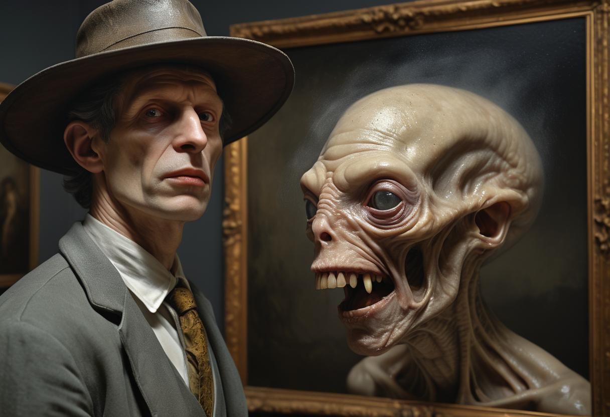 Old Master Paintings Characters Party at Night: Hyperrealism