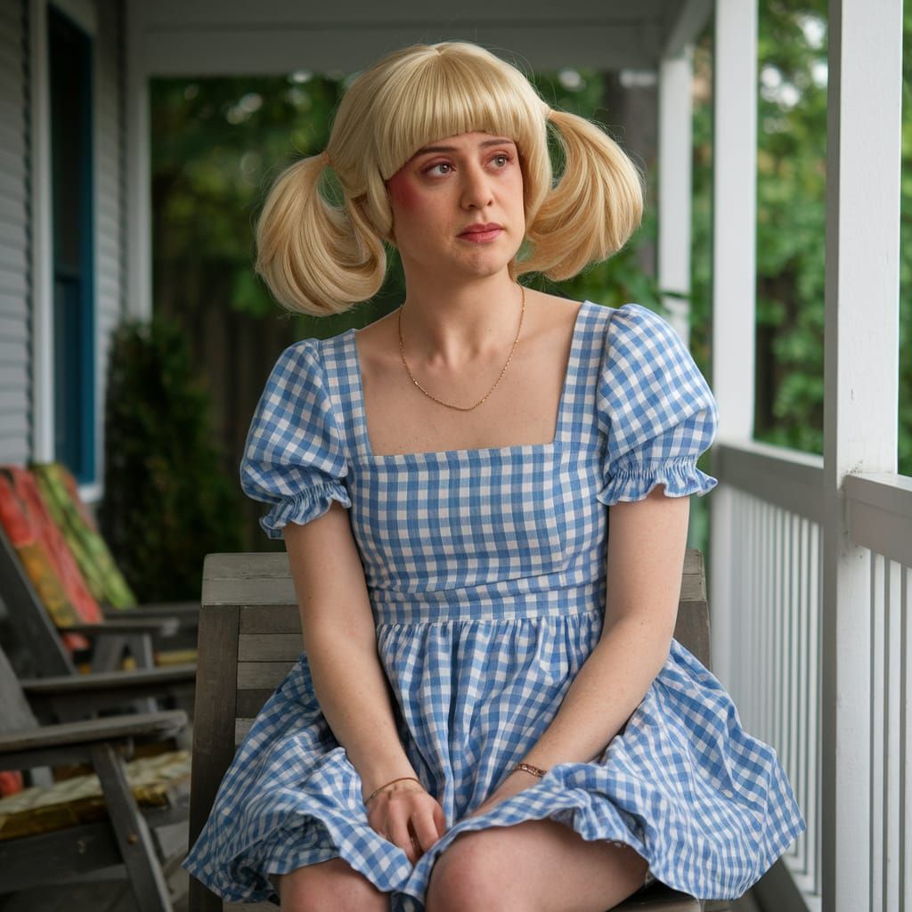 Man in Girly Babydoll Dress with Blonde Wig