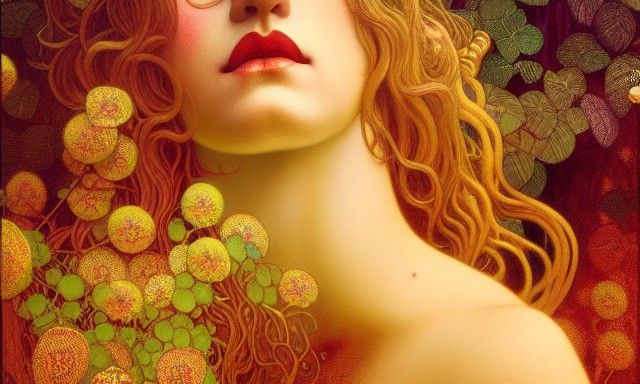 Golden God in Dark Forest: Hyperdetailed Naif Art