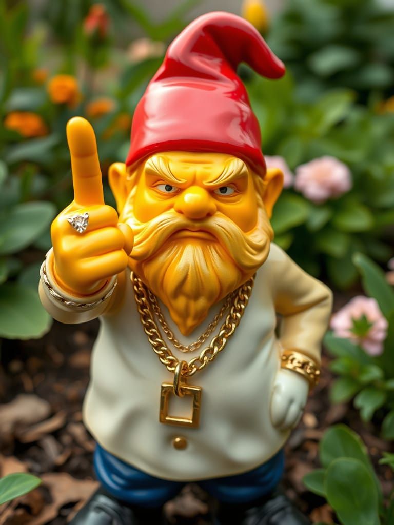 Garden Gnome Rebel in Streetwear Style