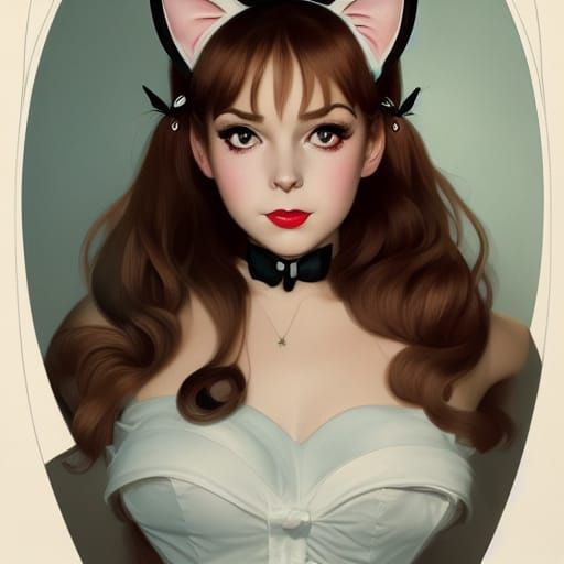 1950s Maid with Cat Ears Portrait