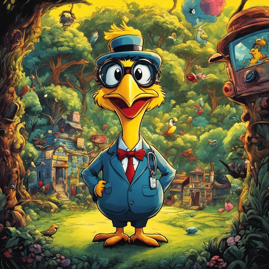 Chibi Groucho Bird: Psychedelic Burtonesque Art