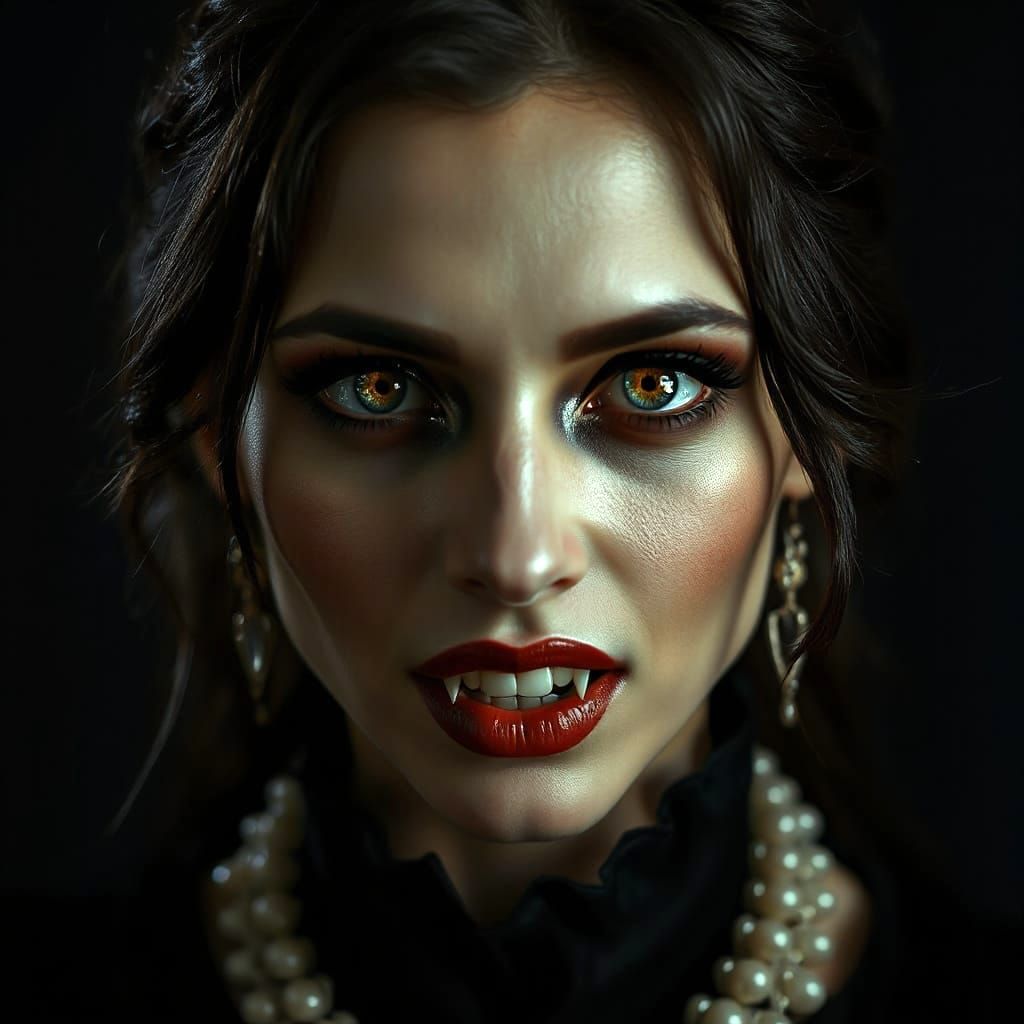 Haunting Vampiress Portrait in Neo-Victorian Gothic Style