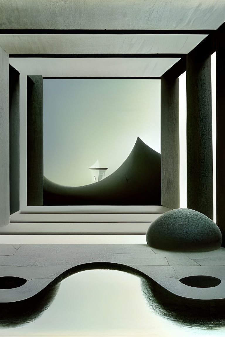 Zen Garden with Geometric Glass Art