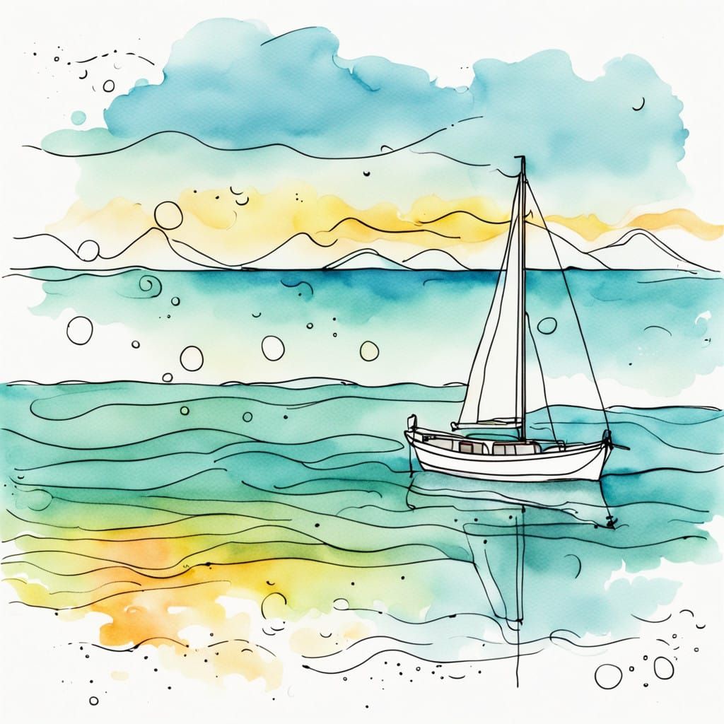 Sunny Day on the Water in Watercolour Style