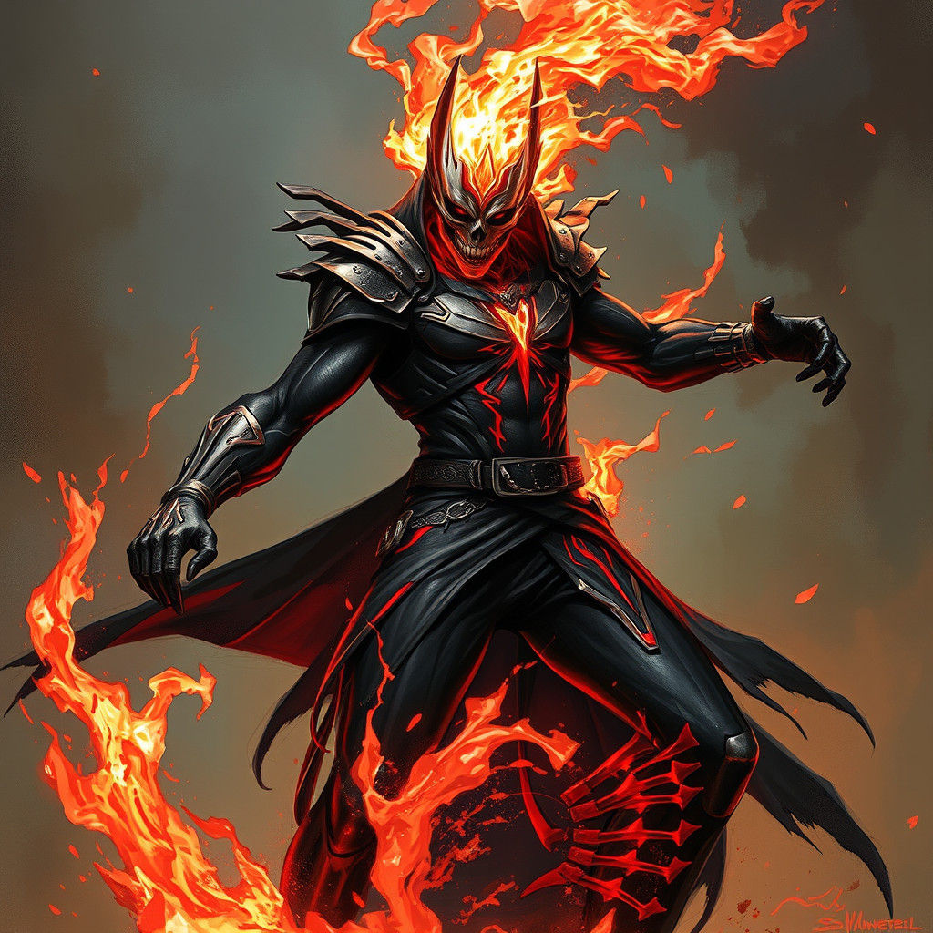 Ghost Rider Psylocke Amalgam in Digital Painting Style