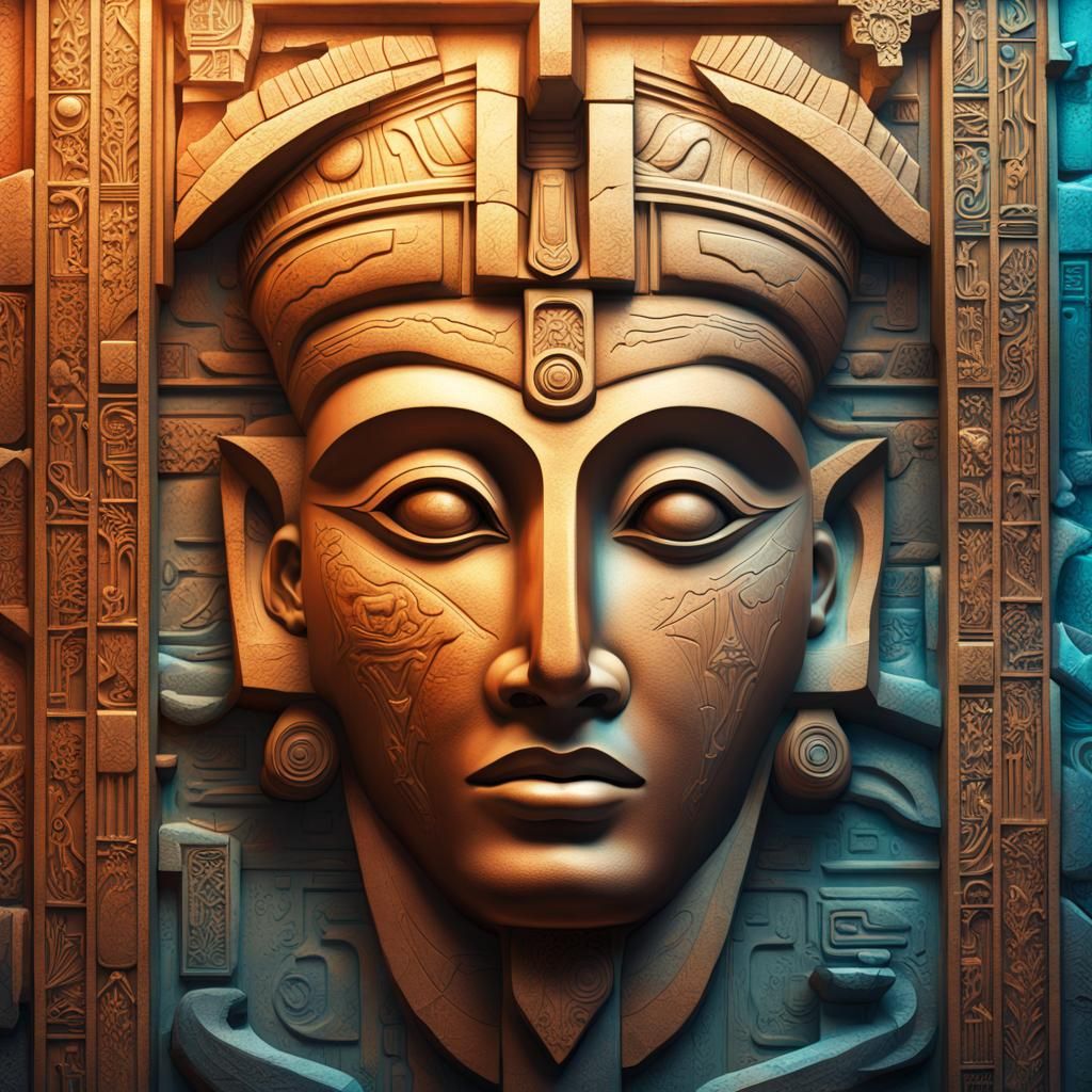 Atlantis: Sacred Hieroglyphs and Crystal, Hyperrealistic Art