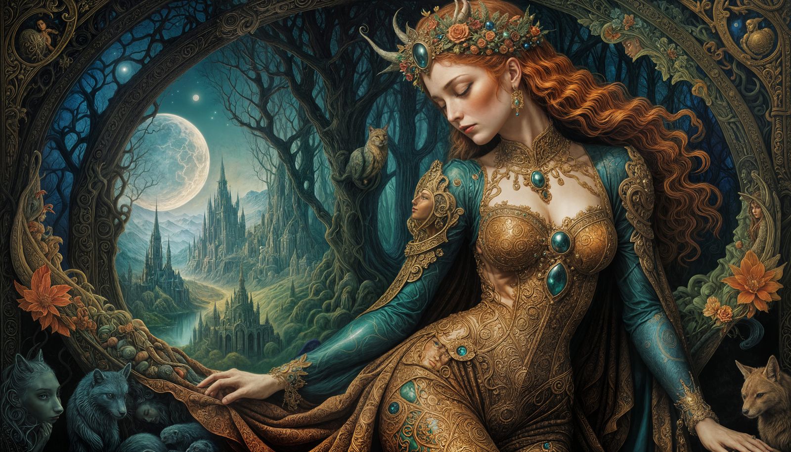 Mystical Dreamscape in the Style of Ernst Fuchs