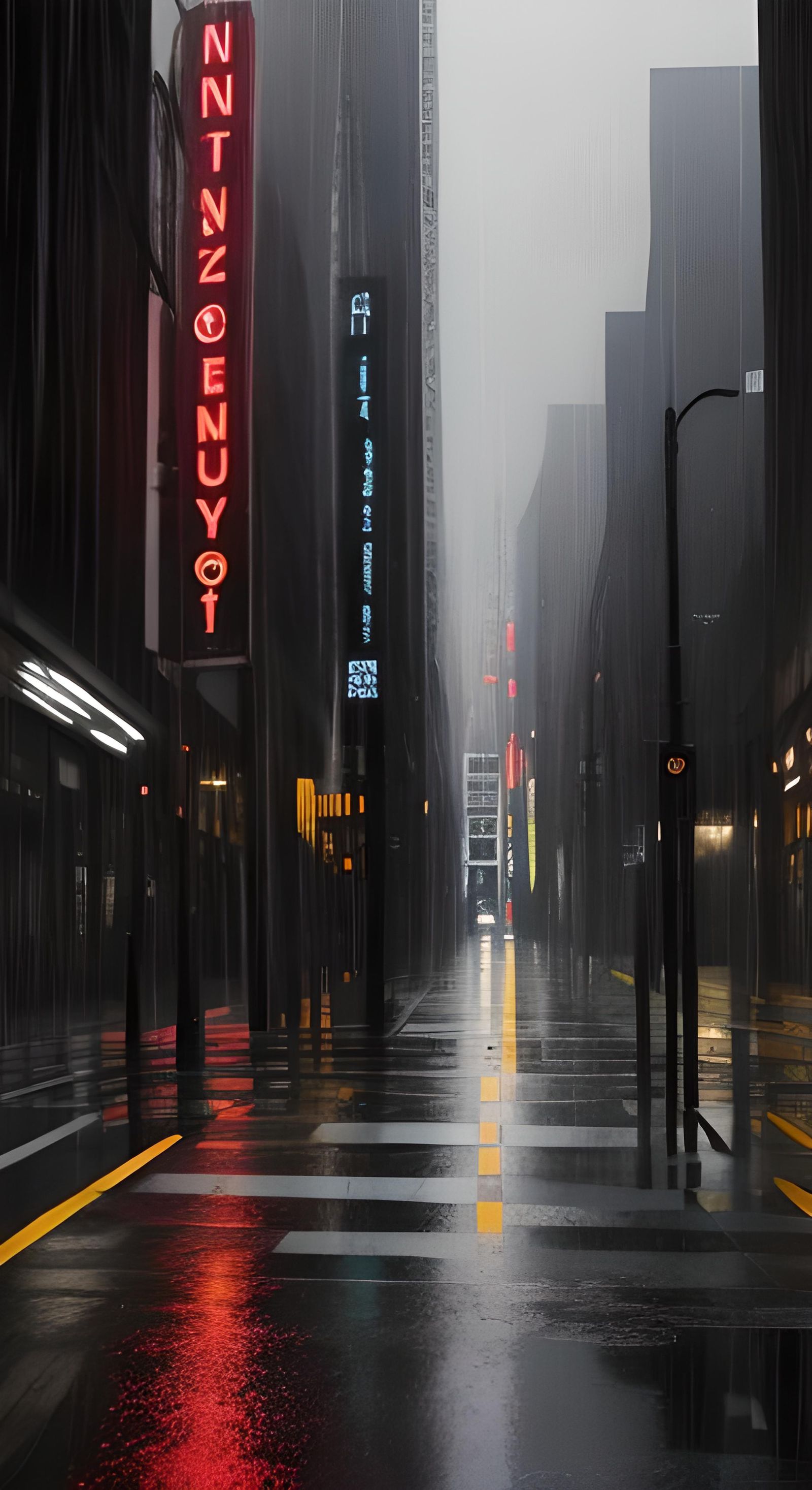 Bold City Rain in Avant-Garde Style