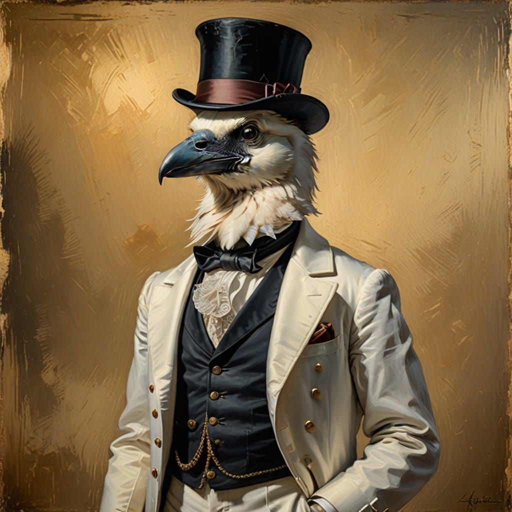 Raven Gentleman in Rembrandt Style Oil Painting