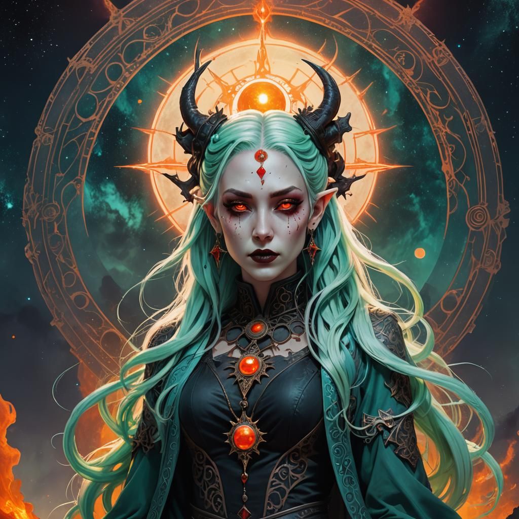 Mystical Sorceress Portrait in Gothic Fantasy Style