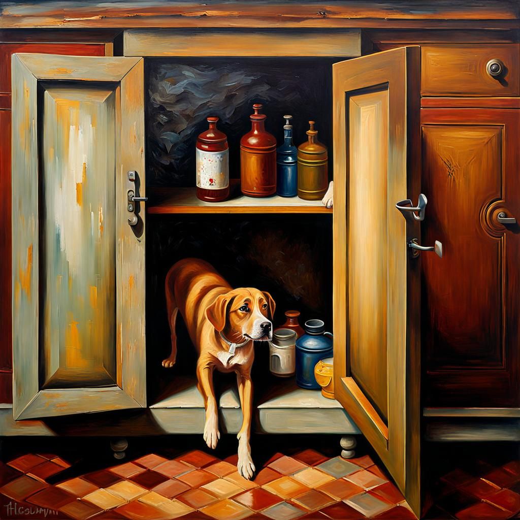 Old Mother Hubbard's Desolate Cupboard: An Impasto Painting