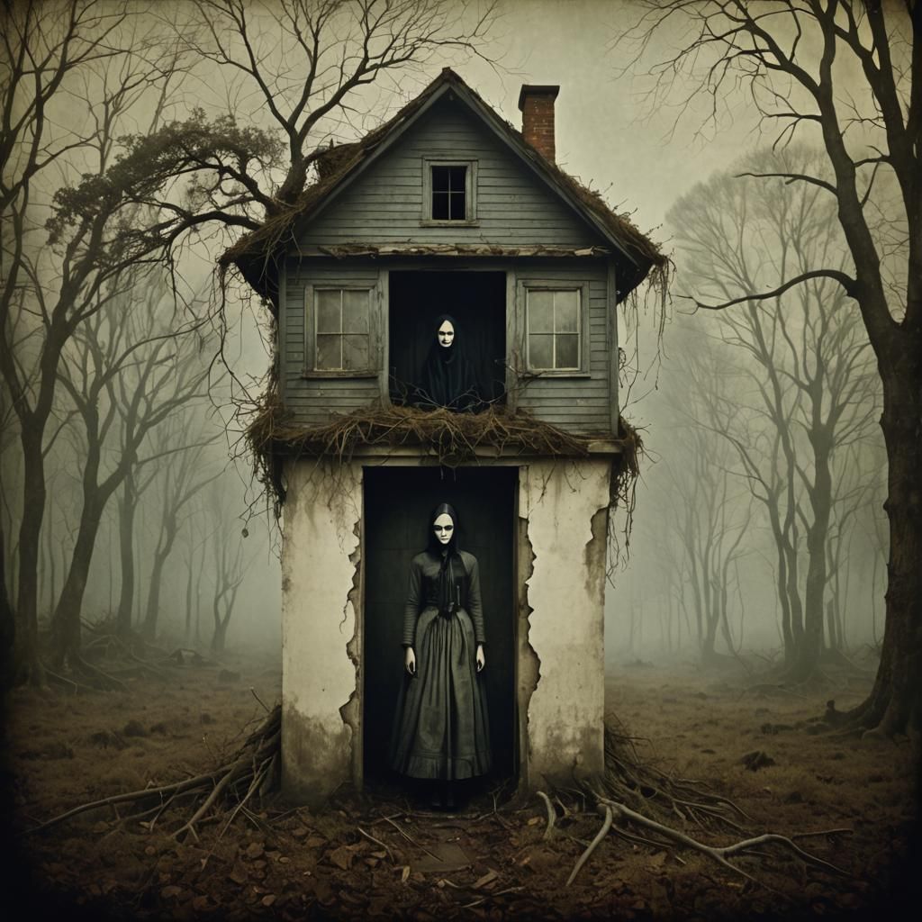 Ethereal House in Mist: A Surreal Mystery