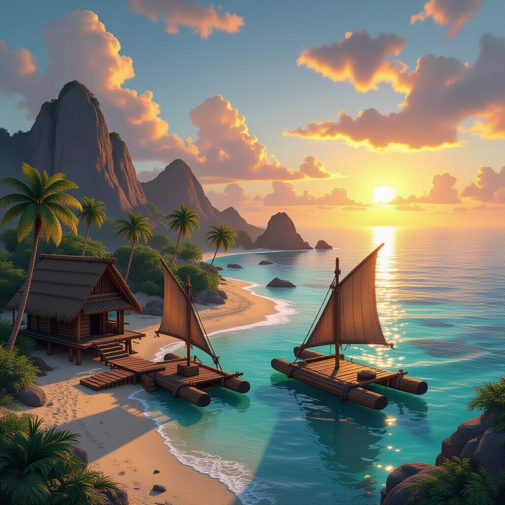 RimWorld Tropical Island Sunset Scene