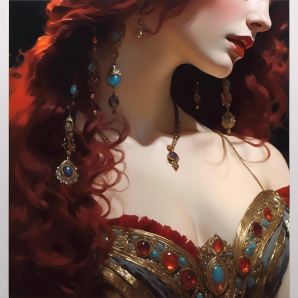 Beautiful Sorceress in Art Nouveau Style