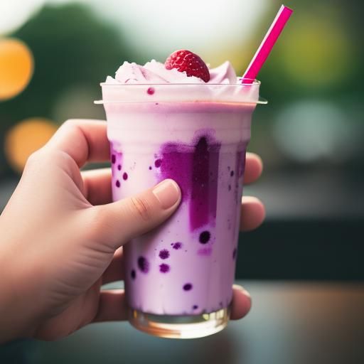 Creamy Berry Bubble Milk Tea in Professional Photo