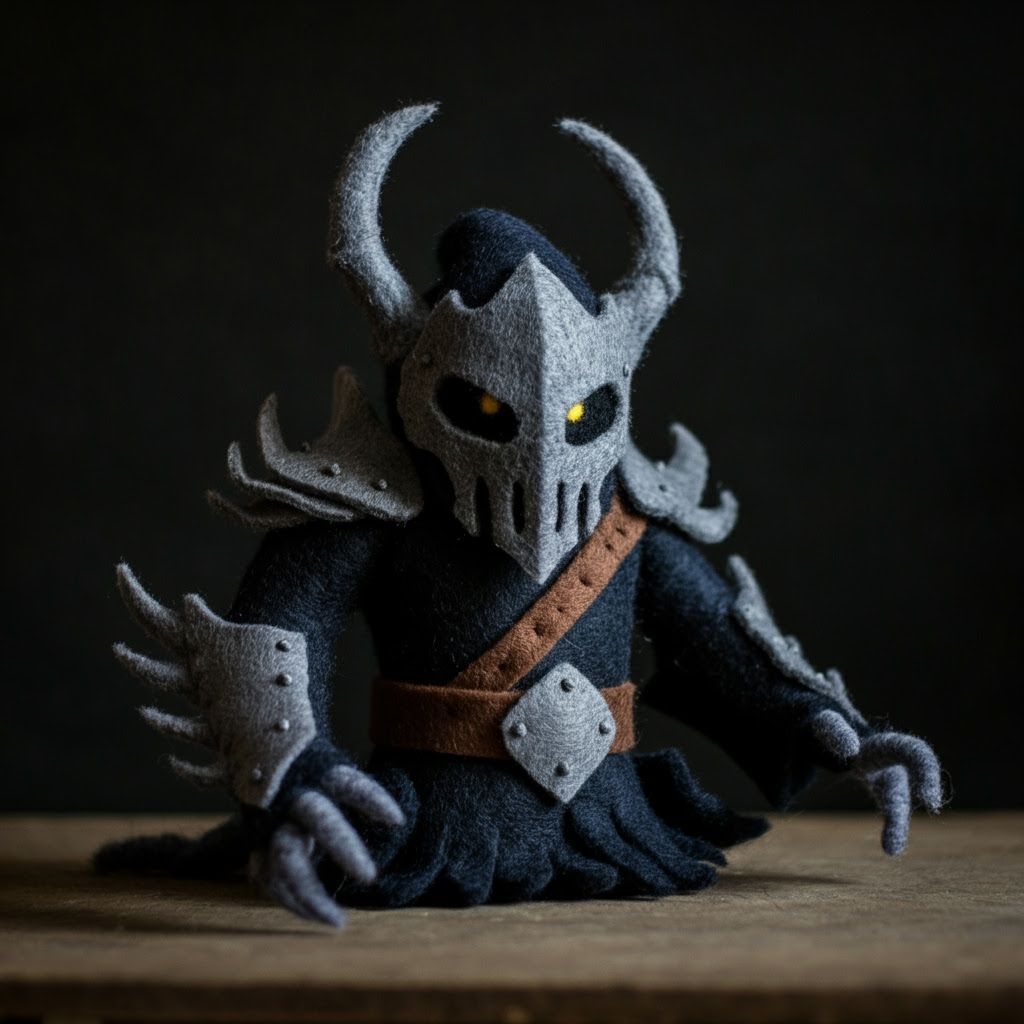 Grimdark Scene in Felt Craft Style