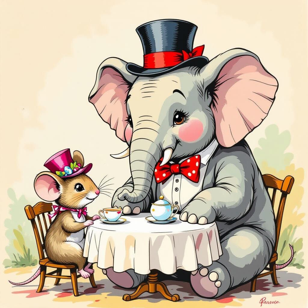 Tea Party with an Elephant and Mouse