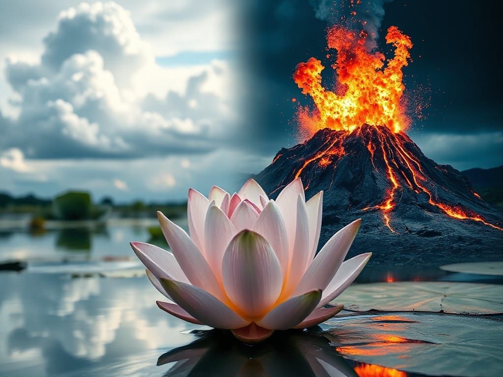 Lotus and Volcano: Nature Versus Destruction in Hyperrealism