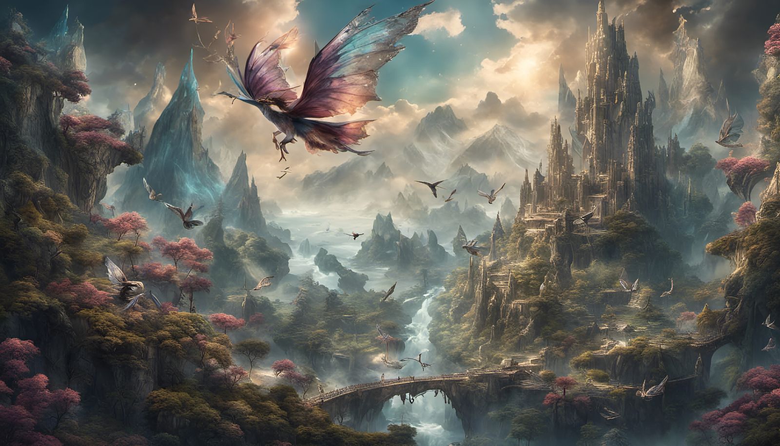 Spectacular Fantasy World with Flying Mountains