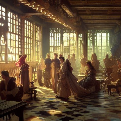 Elizabethan Theatre: Dynamic Lighting, Detailed Digital Art