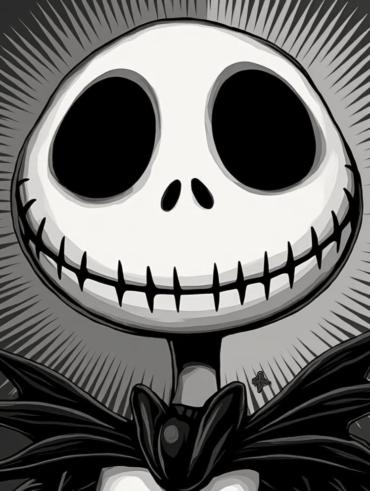 Jack Skellington Happy Face in Pop Art Style