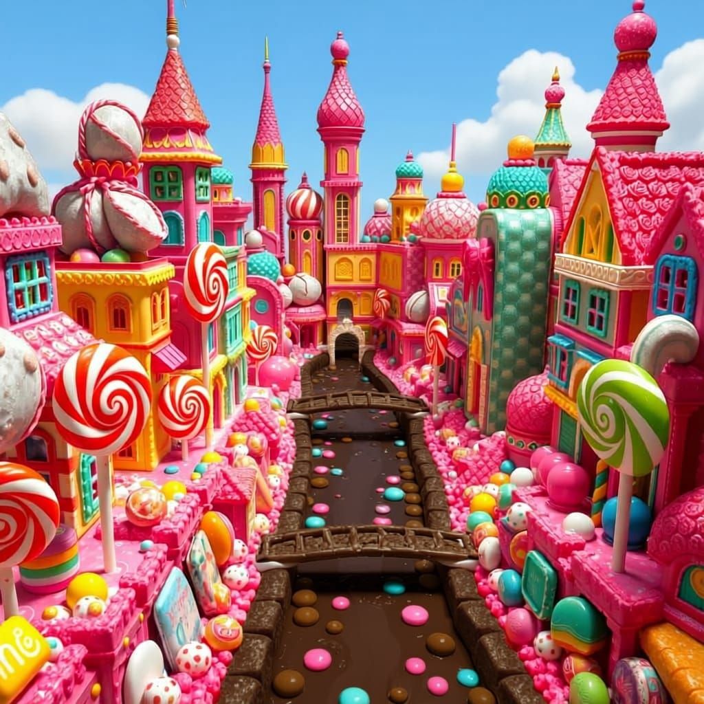 Fantastical Candy City with Chocolate River