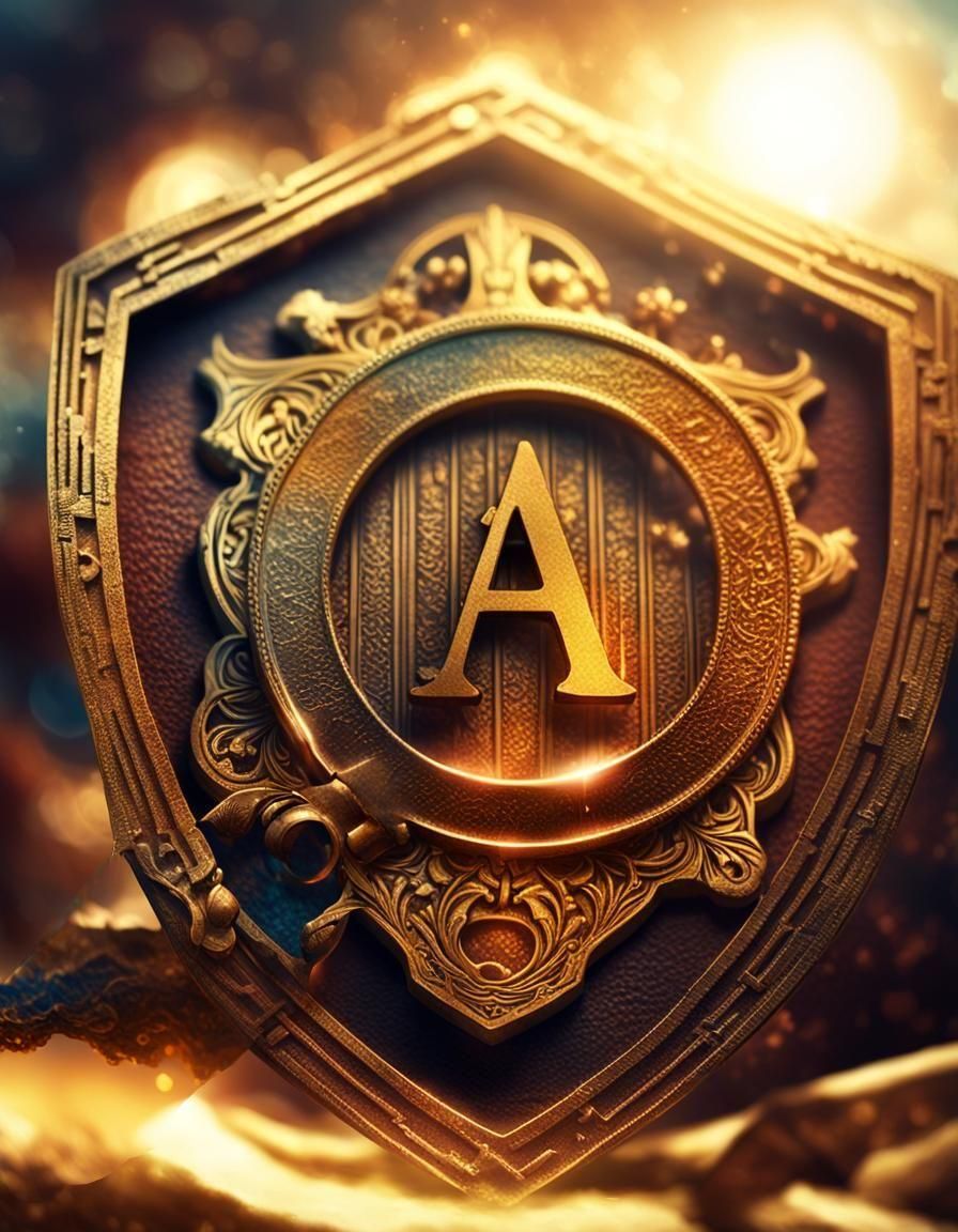 Badge, Magnifying Glass, and Letter A: Detailed Matte Painti...