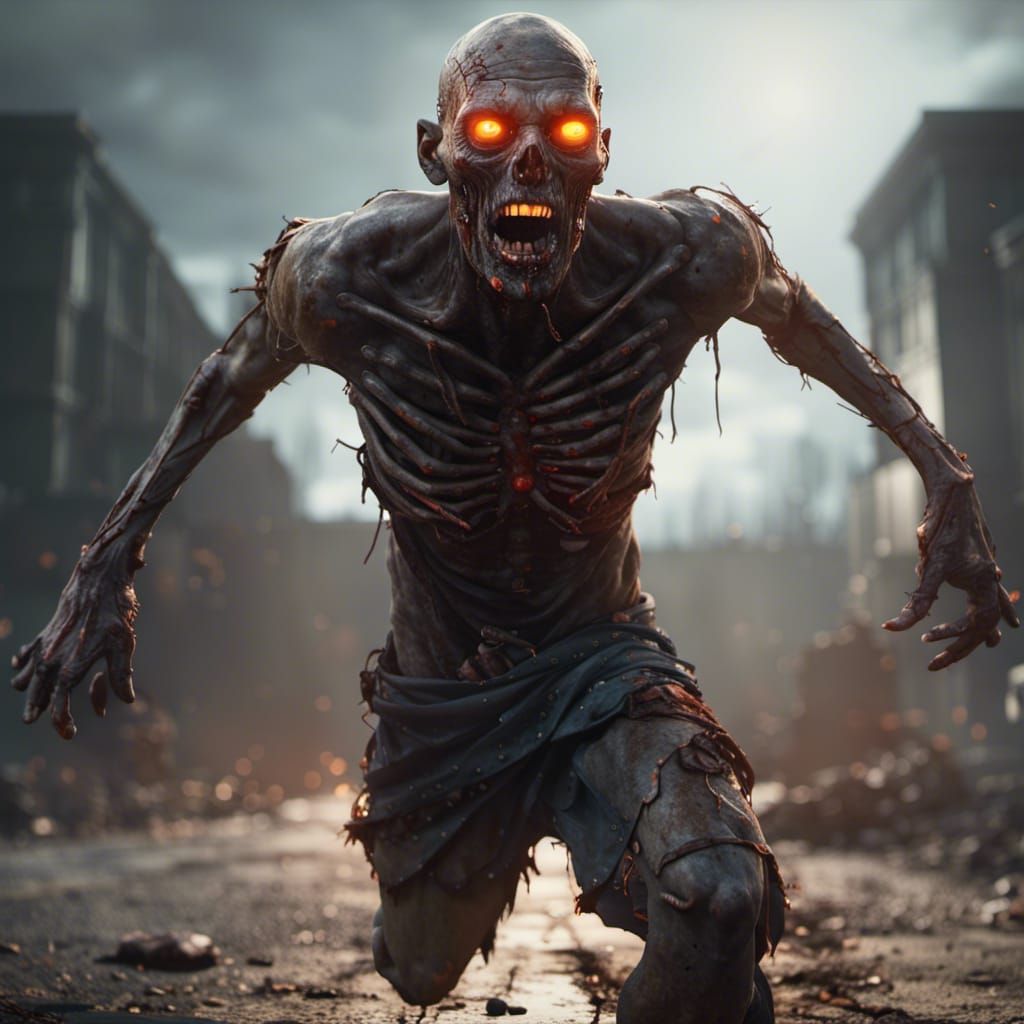 Undead Zombie Running, 3D Game Cinematic Rendering