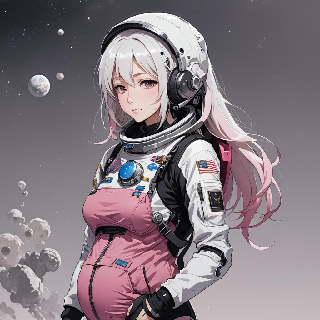 Anime Astronaut with White Hair in Manga Style