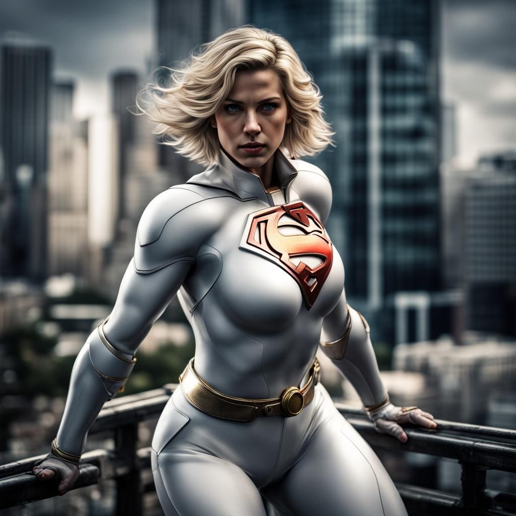 Hyperrealistic Power Girl with Intricate Details