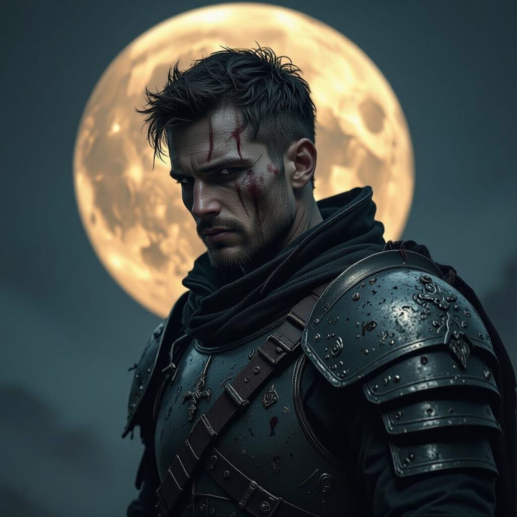 Dark Fantasy Soldier Portrait in Gritty Realism