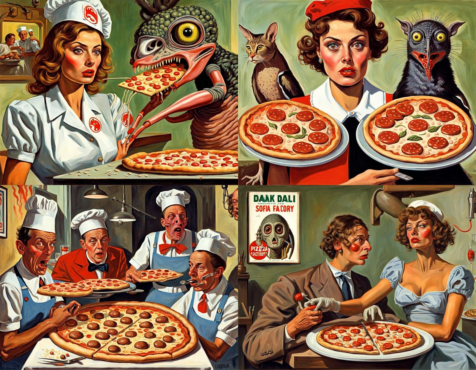 Surreal Vintage Italian Scene in Ladybird Book Style