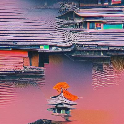 Kyoto Street Scene with Cherry Blossoms