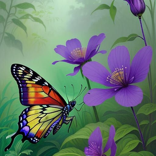 Ethereal Butterfly in Whimsical Garden