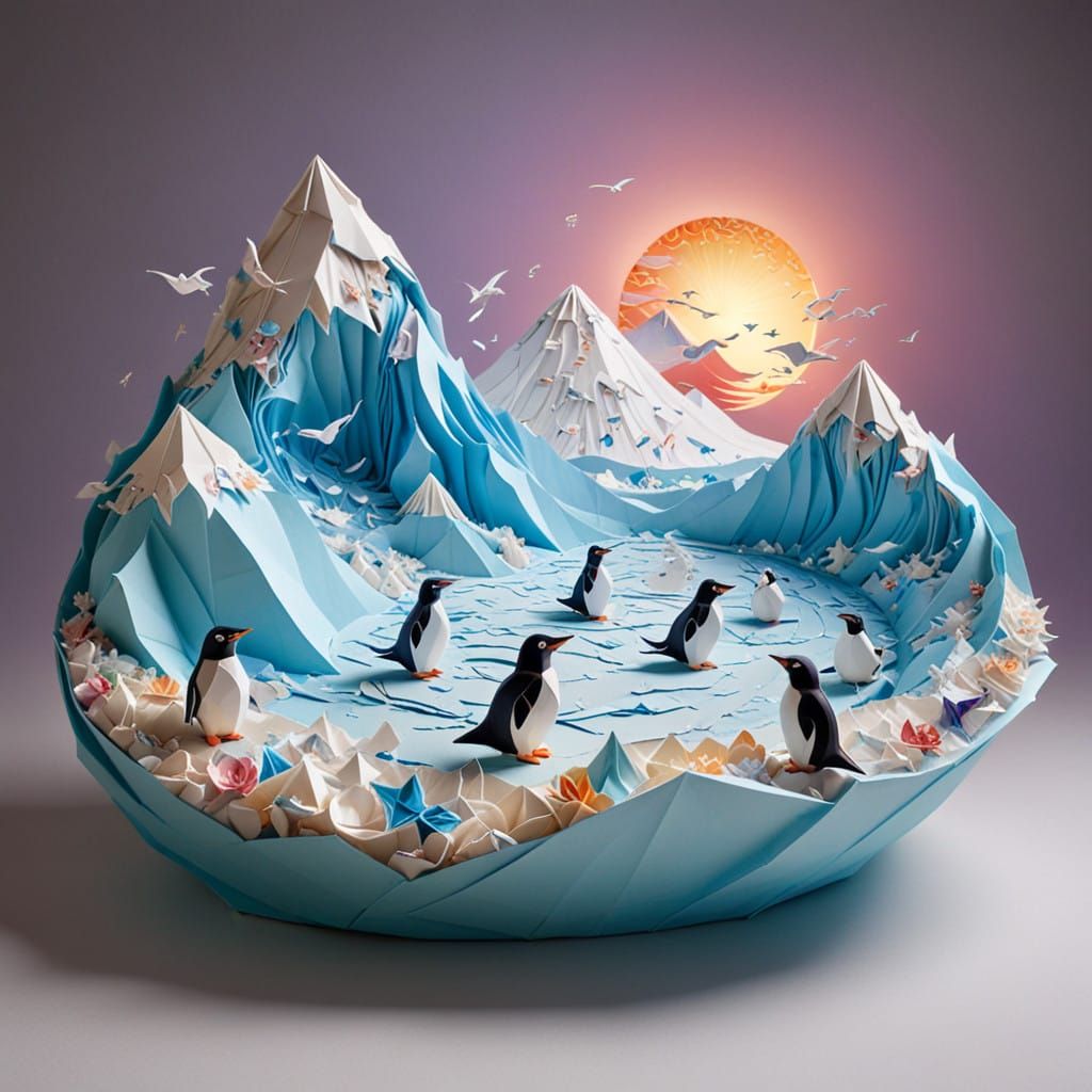 Origami Penguins Waddle Across a Paper Glacier in Whimsical ...