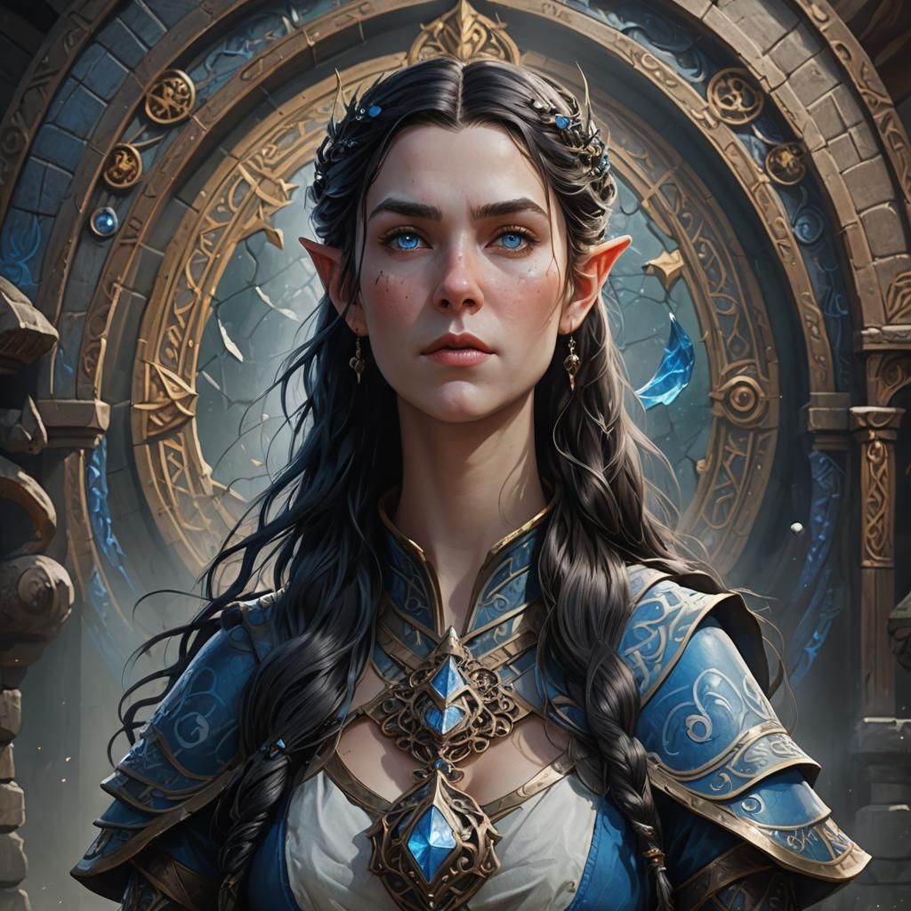 Half-Elf Cleric Portrait in Fantasy Art Style