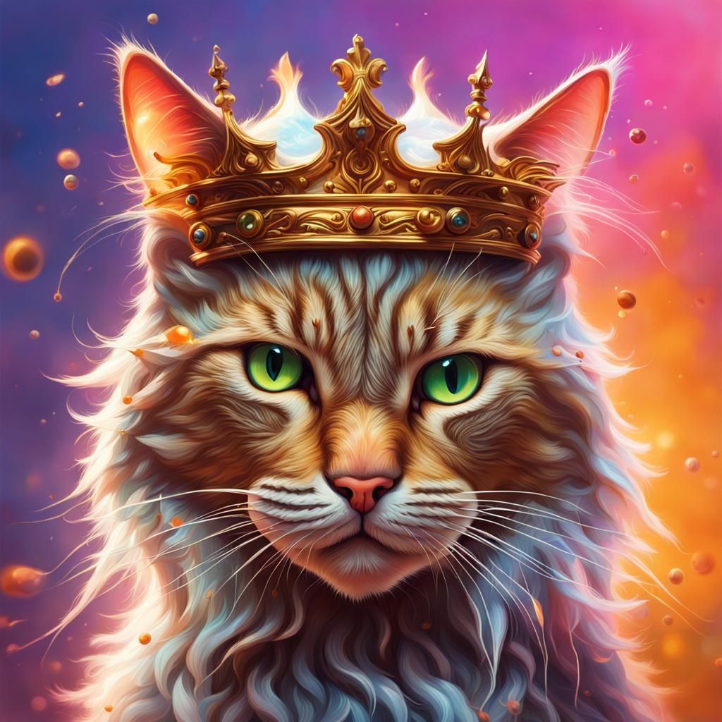Hyperrealistic Cat King and Queen Portrait