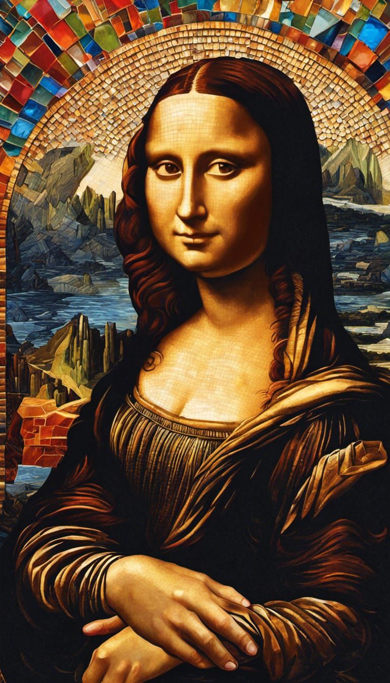 Mona Lisa Bottle Cap Mosaic, Detailed Concept Art