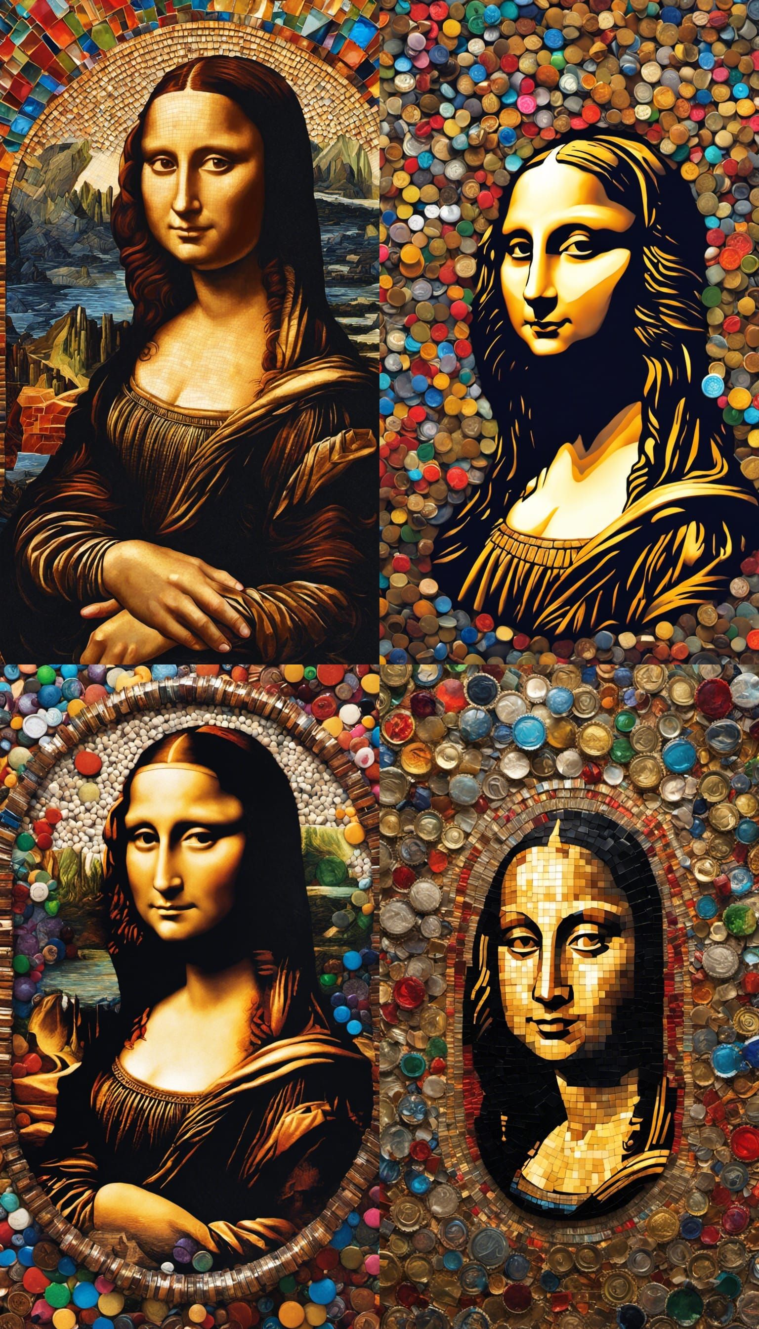 Mona Lisa Bottle Cap Mosaic Portrait