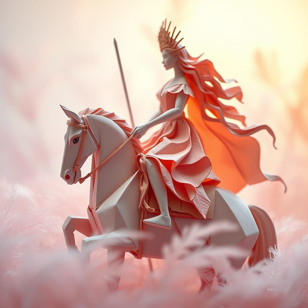 Ethereal Lady Godiva Origami Goddess in Soft Focus