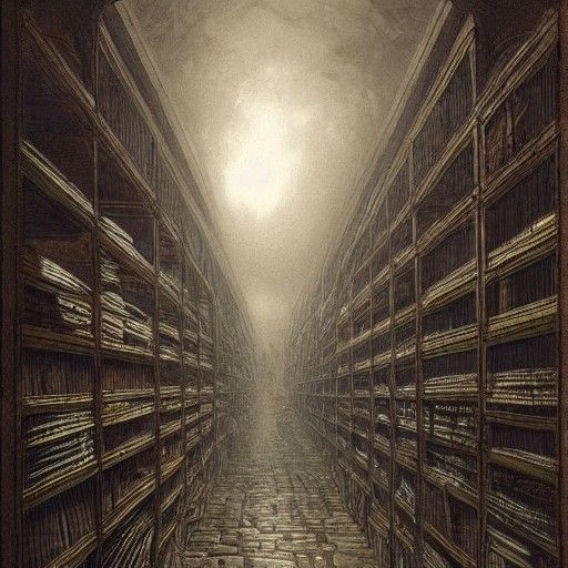 Dark Fantasy Library Interior Illustration
