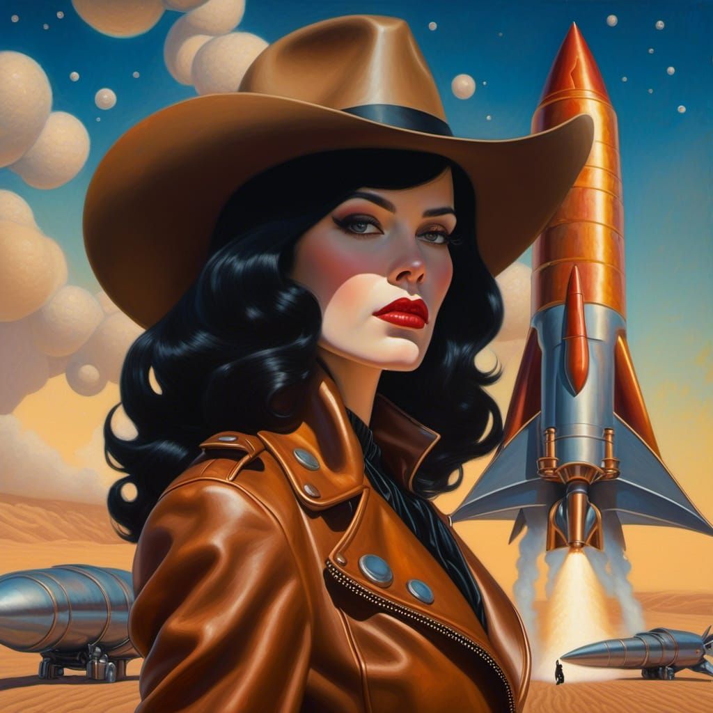 Woman on Alien Planet: Klimt-Inspired Surrealism